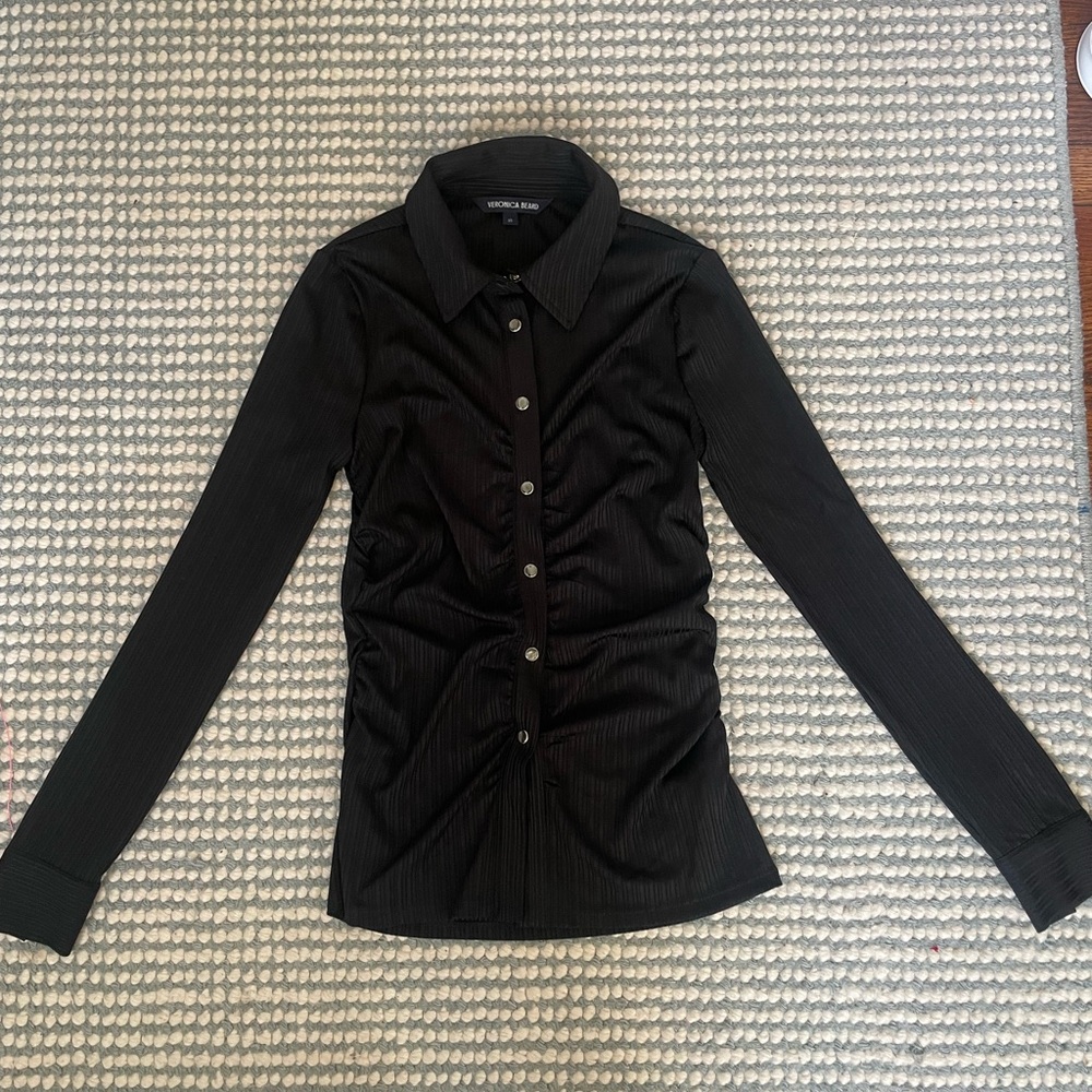 Veronica Beard Black Button-Down Shirt